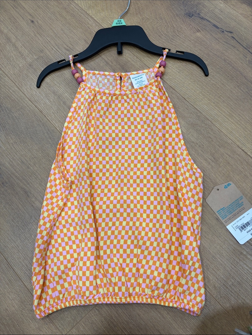 Thereabouts Girls' Checker Halter Tank Top - Orange/Pink